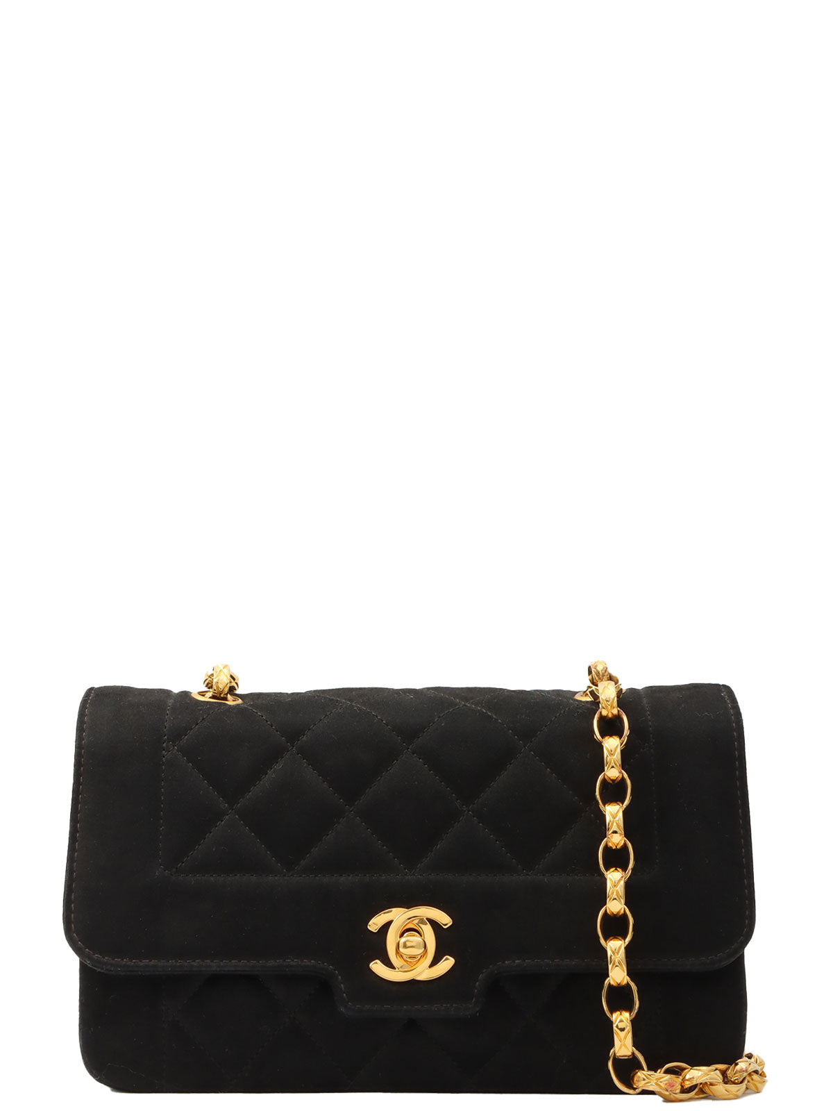 1990年頃製 サテンクラシックフラップチェーンバッグミニ ブラック