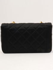 Around 1990 Made Silk Satin Classic Flap Chain Bag Mini Black