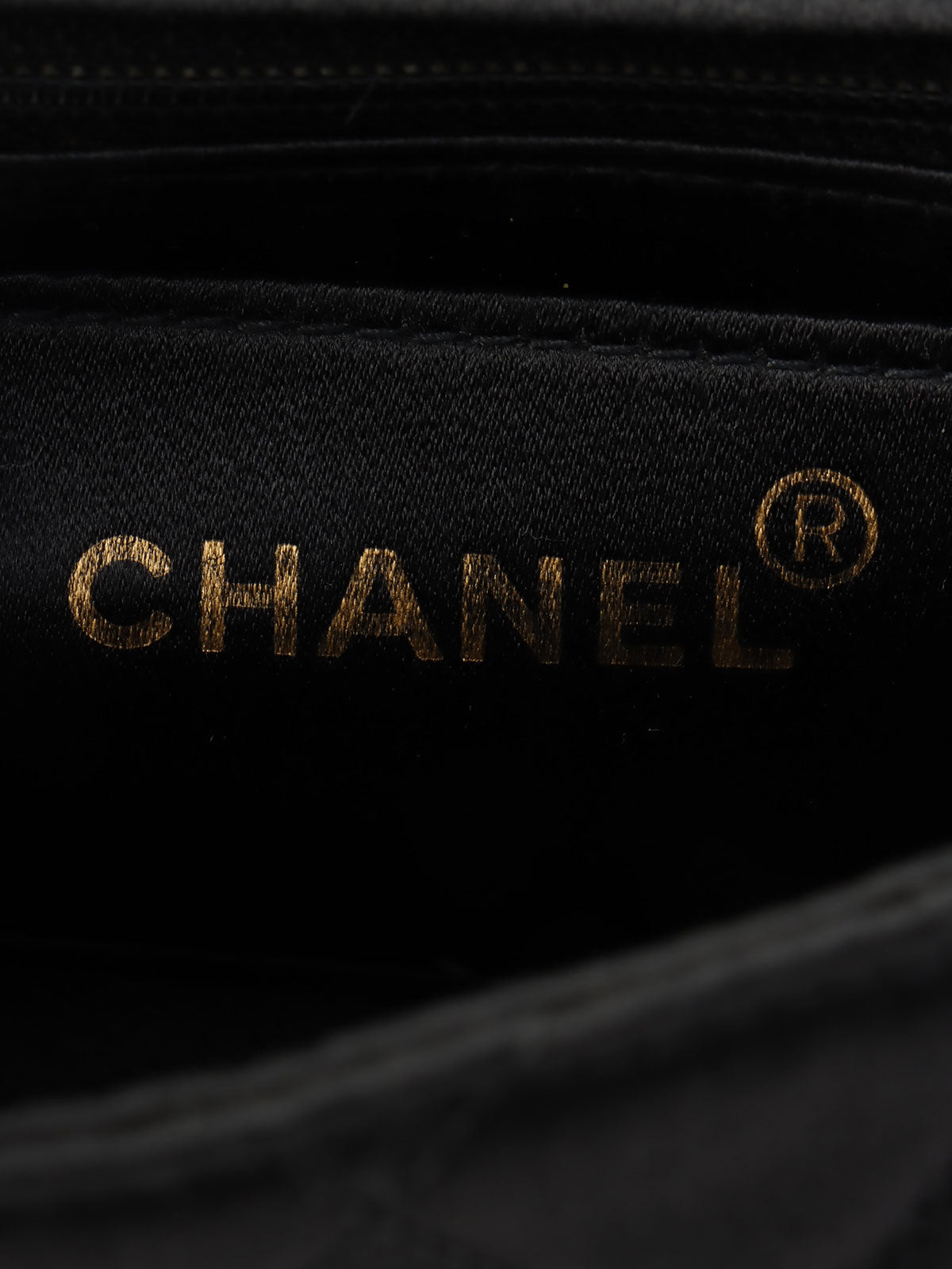 Around 1990 Made Silk Satin Classic Flap Chain Bag Mini Black