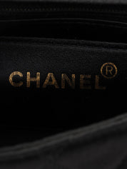 Around 1990 Made Silk Satin Classic Flap Chain Bag Mini Black