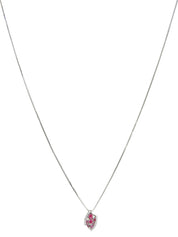 18Kダイヤモンドルビーデザインネックレス シルバー/チェリーレッド
