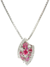 18K钻石红宝石设计项链，银色/樱桃红色