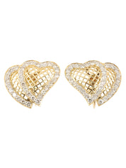 18K Gold Diamond Heart Motif Earrings