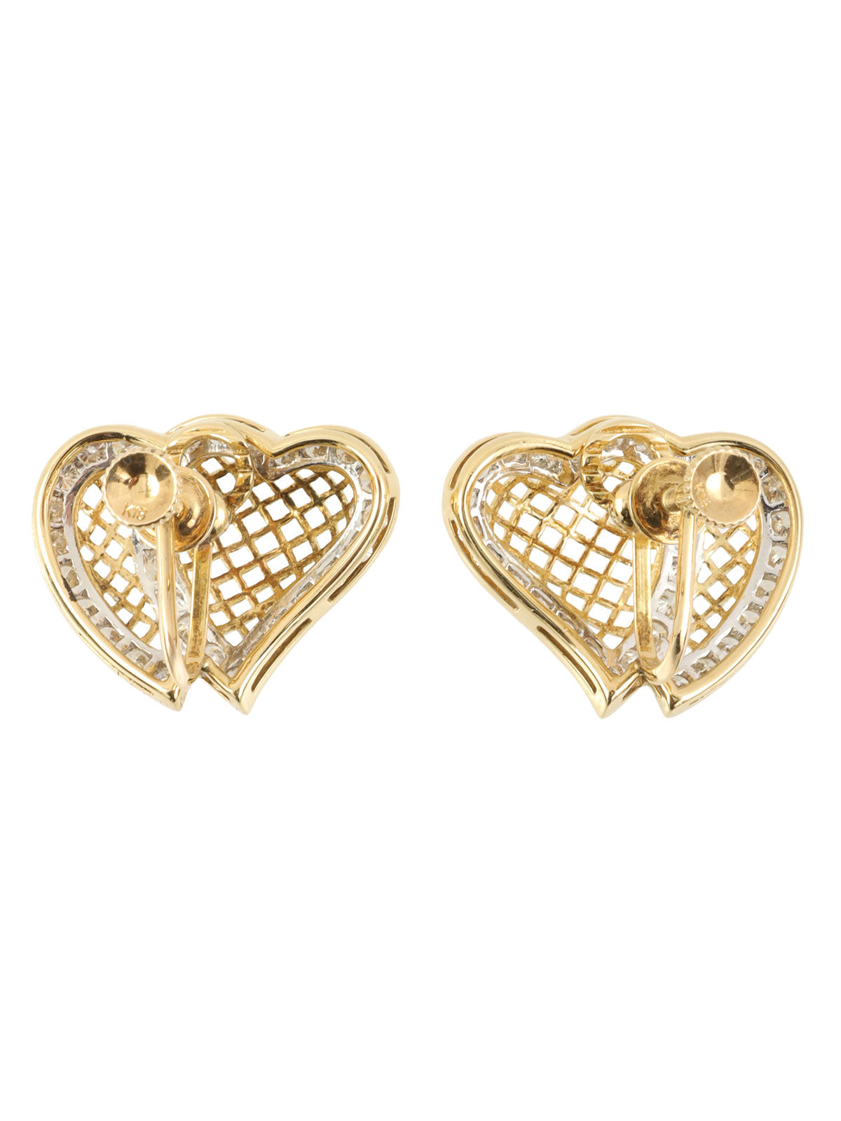 18K Gold Diamond Heart Motif Earrings