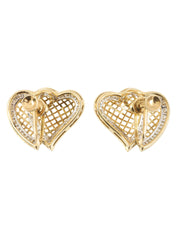 18K Gold Diamond Heart Motif Earrings