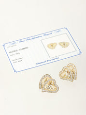 18K Gold Diamond Heart Motif Earrings