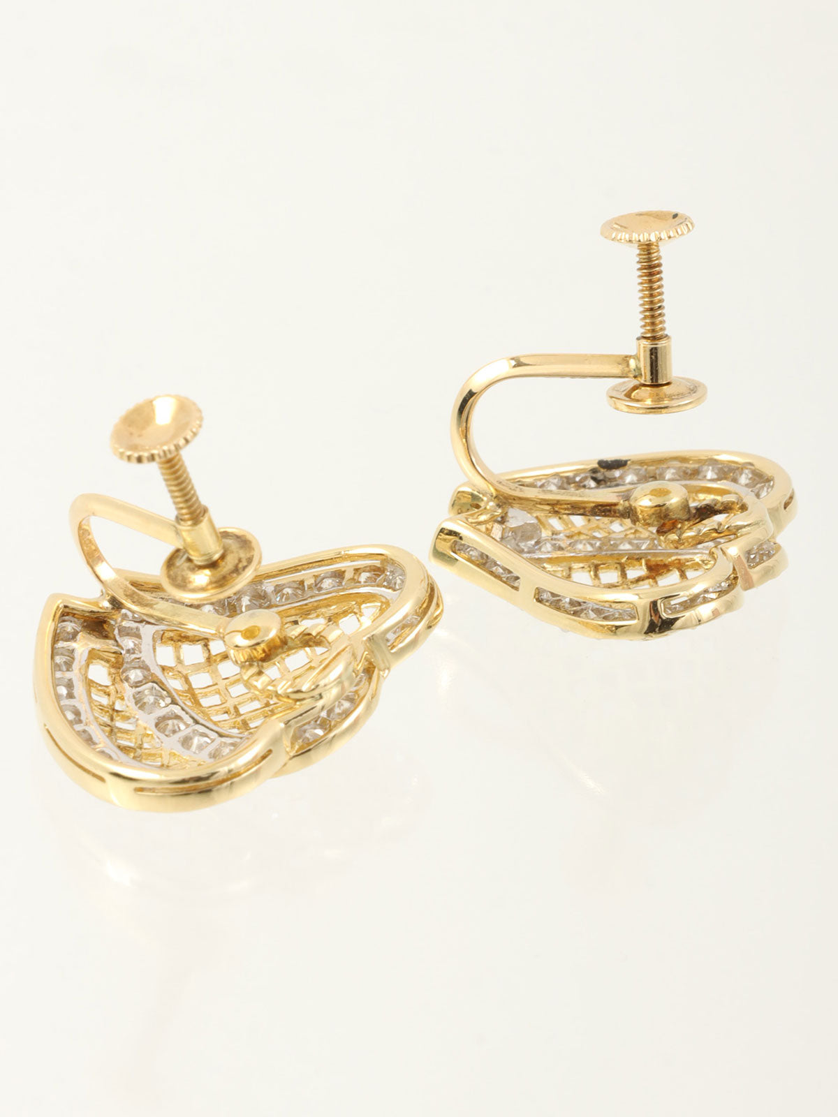 18K Gold Diamond Heart Motif Earrings