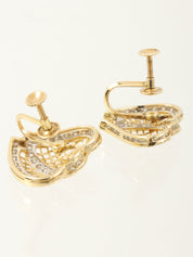 18K Gold Diamond Heart Motif Earrings