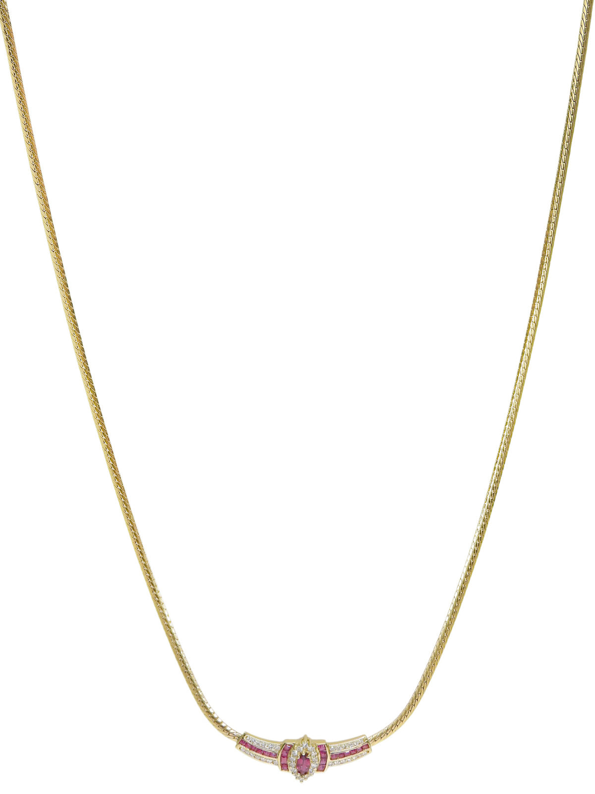 18Kダイヤモンドルビーデザインネックレス ゴールド/チェリーレッド