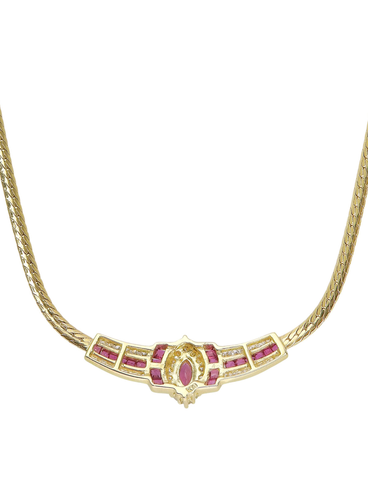 18Kダイヤモンドルビーデザインネックレス ゴールド/チェリーレッド