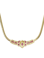 18Kダイヤモンドルビーデザインネックレス ゴールド/チェリーレッド