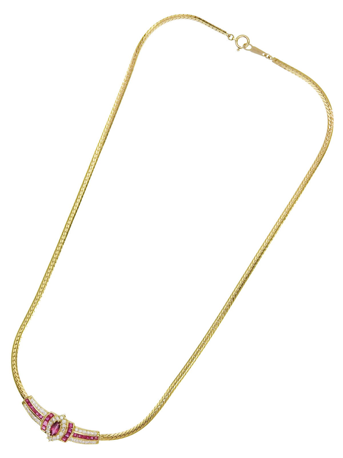 18Kダイヤモンドルビーデザインネックレス ゴールド/チェリーレッド