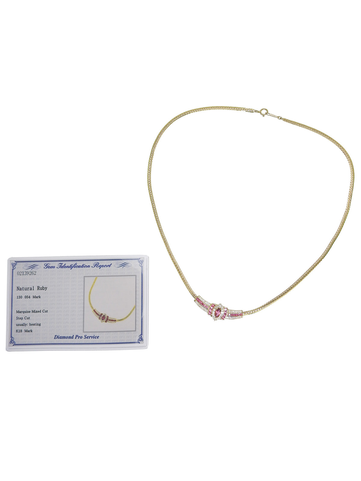 18Kダイヤモンドルビーデザインネックレス ゴールド/チェリーレッド