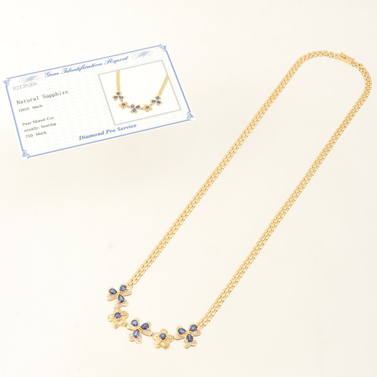 18Kサファイアダイヤモンドクローバーチーフネックレス ゴールド/ブルー