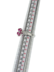 18K Ruby Diamond Flower Motif Ring #49 Silver/Pink