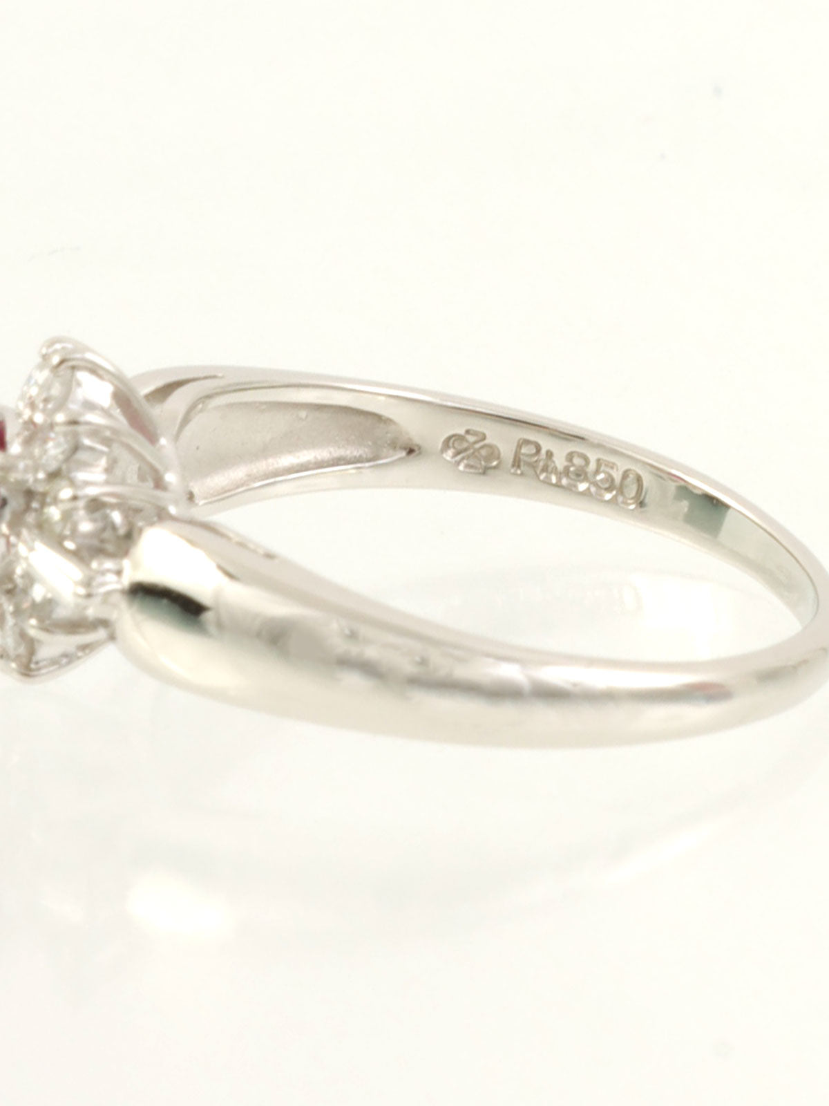 Platinum Ruby Diamond Ring in Silver/Cherry Red