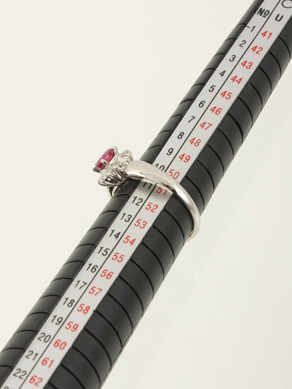 Platinum Ruby Diamond Ring in Silver/Cherry Red