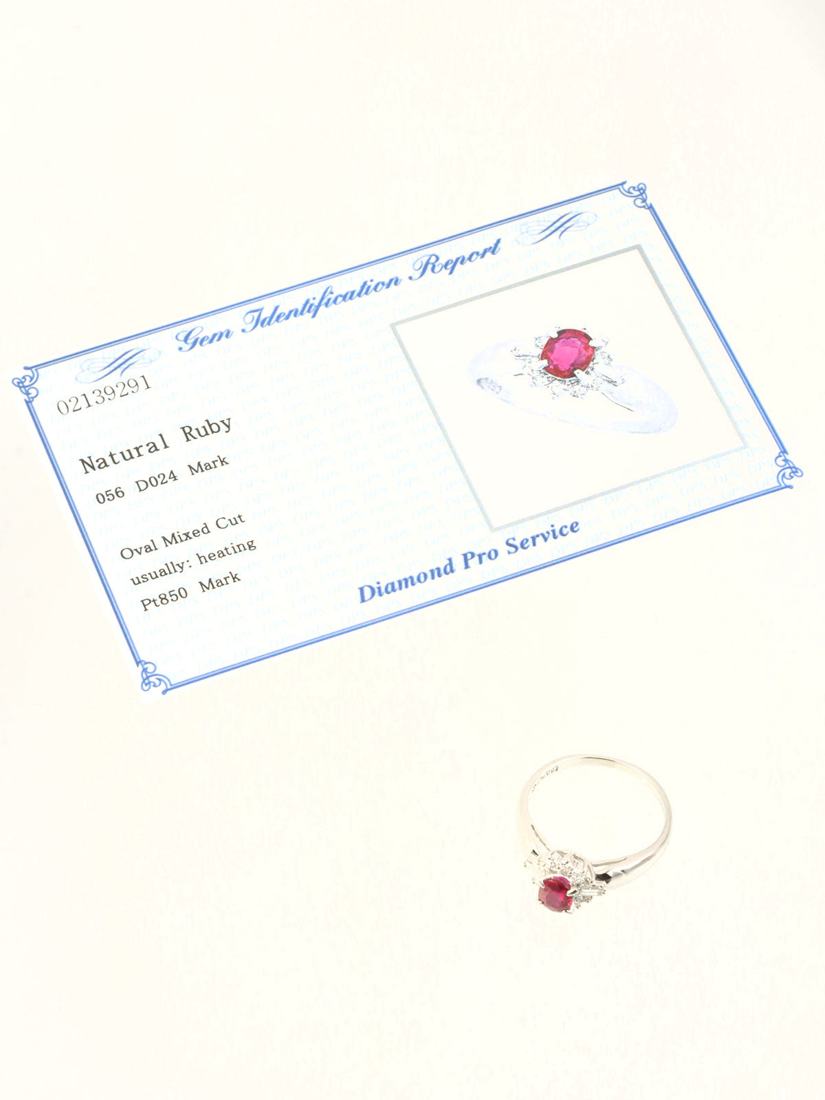 Platinum Ruby Diamond Ring in Silver/Cherry Red