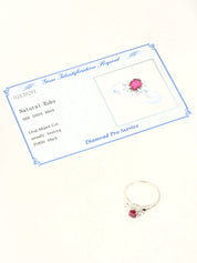 Platinum Ruby Diamond Ring in Silver/Cherry Red