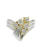 18Kプラチナダイヤモンドデザインリング シルバー/ゴールド