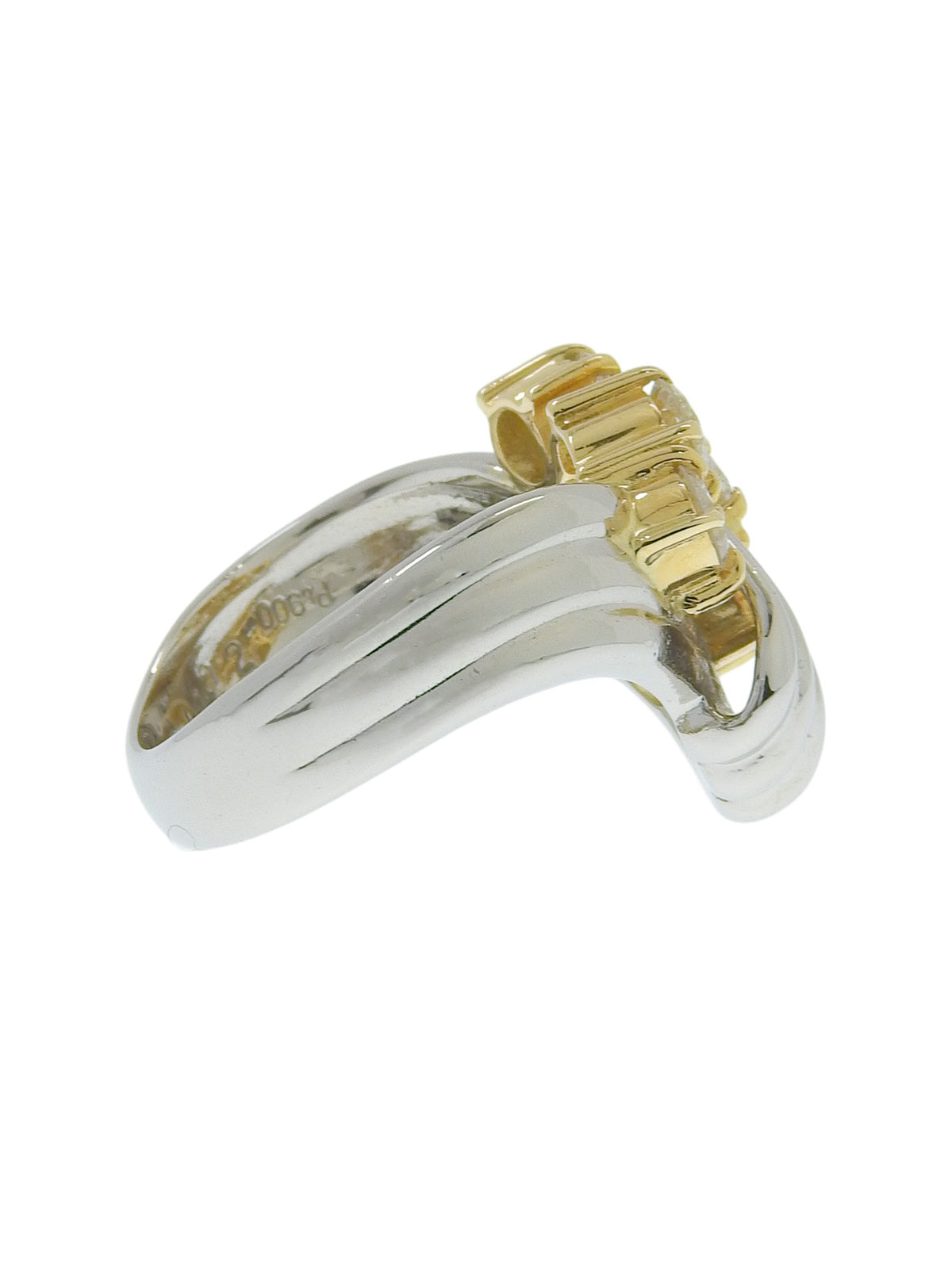 18Kプラチナダイヤモンドデザインリング シルバー/ゴールド