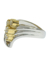 18Kプラチナダイヤモンドデザインリング シルバー/ゴールド