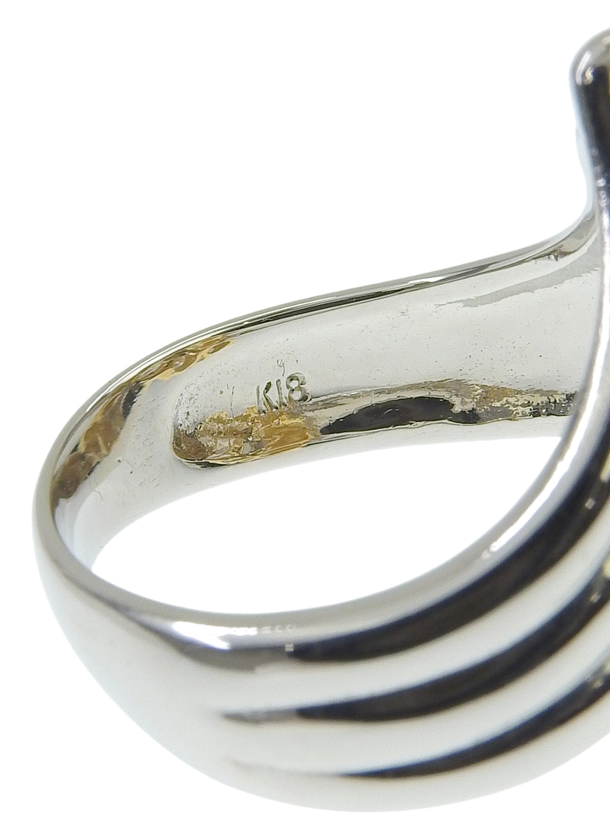18K Platinum Diamond Design Ring #52 Silver/Gold