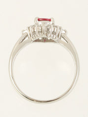 Platinum Ruby Diamond Ring #49 Silver/Cherry Red