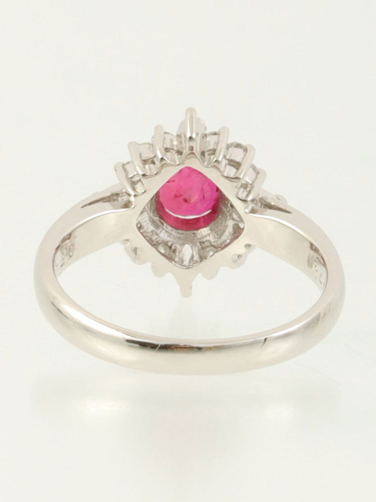 Platinum Ruby Diamond Ring in Silver/Cherry Red