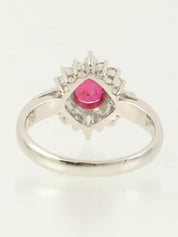 Platinum Ruby Diamond Ring #49 Silver/Cherry Red