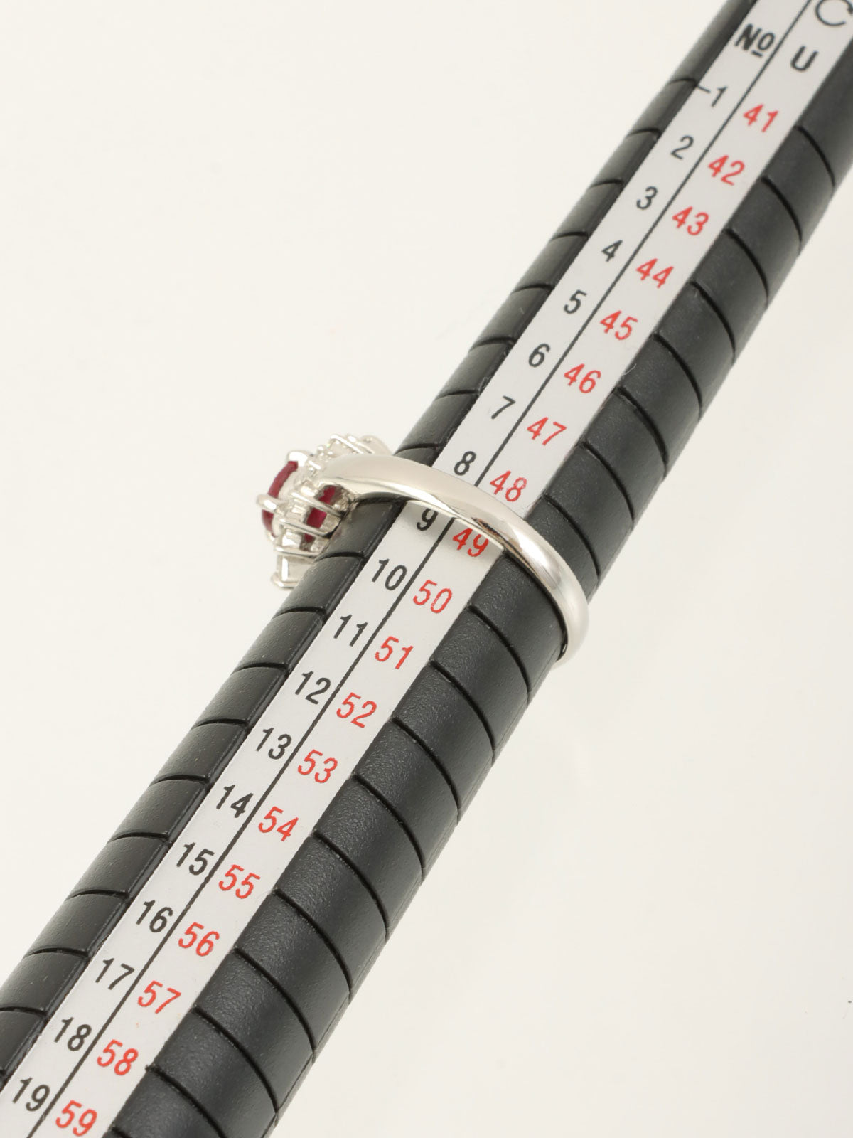 Platinum Ruby Diamond Ring in Silver/Cherry Red