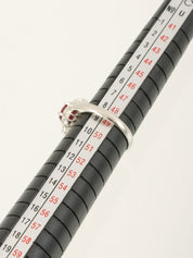 Platinum Ruby Diamond Ring in Silver/Cherry Red