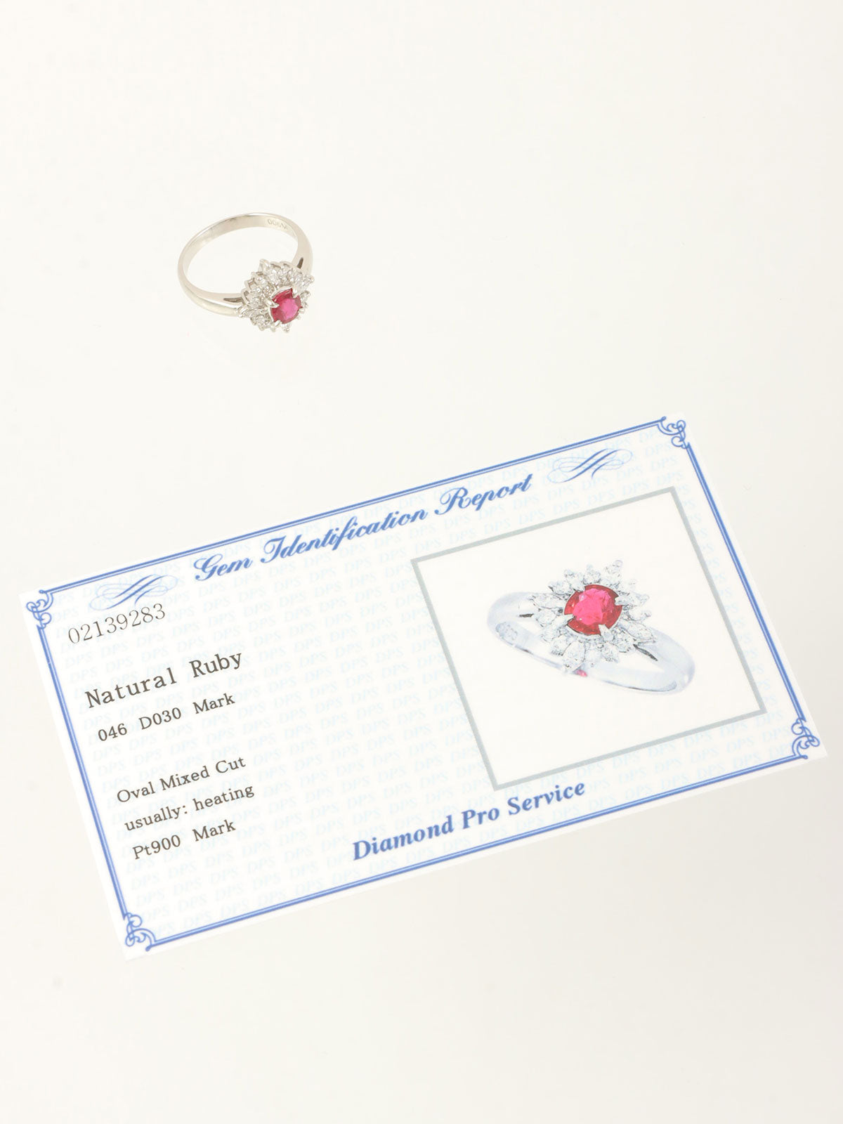 Platinum Ruby Diamond Ring in Silver/Cherry Red