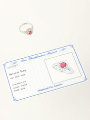 Platinum Ruby Diamond Ring in Silver/Cherry Red