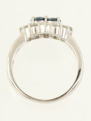 プラチナサファイアダイヤモンドデザインリング シルバー/ブルー