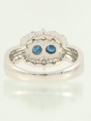 プラチナサファイアダイヤモンドデザインリング シルバー/ブルー