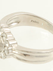 プラチナサファイアダイヤモンドデザインリング シルバー/ブルー