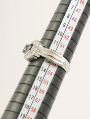 プラチナサファイアダイヤモンドデザインリング シルバー/ブルー