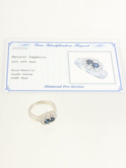 Platinum Sapphire and Diamond Design Ring in Silver/Blue