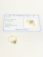 18Kエメラルドダイヤモンドデザインリング ゴールド/グリーン