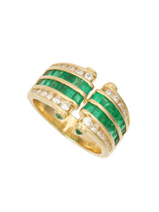 18K Emerald and Diamond Design Ring #53 Green/Gold