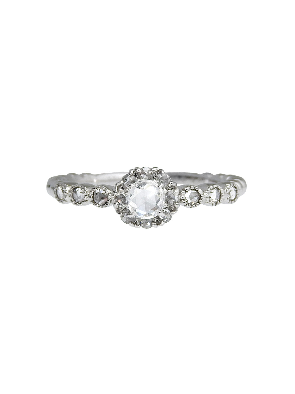 18K白金镶钻银戒指