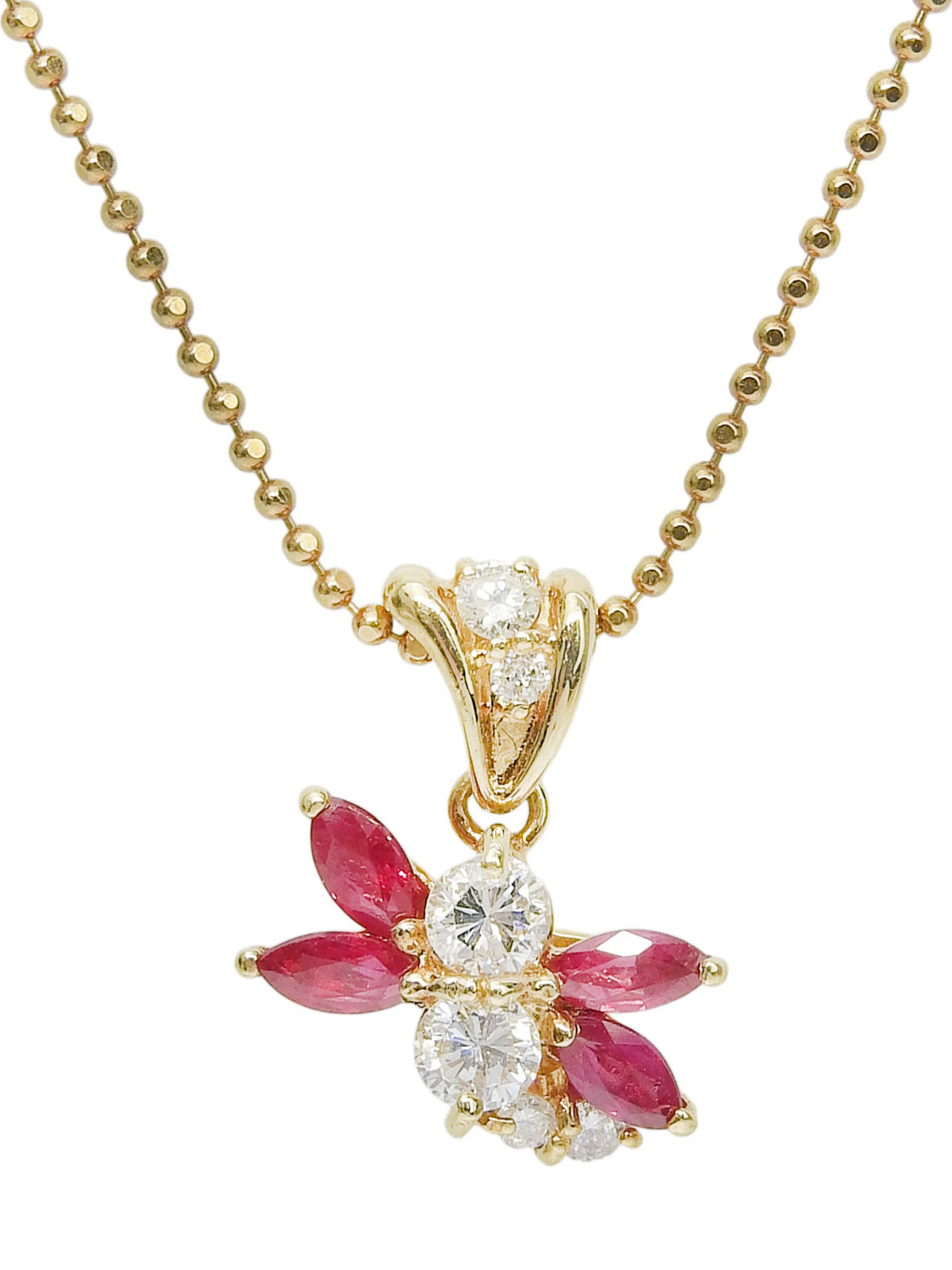 18Kダイヤモンドルビーデザインネックレス ゴールド/チェリーレッド
