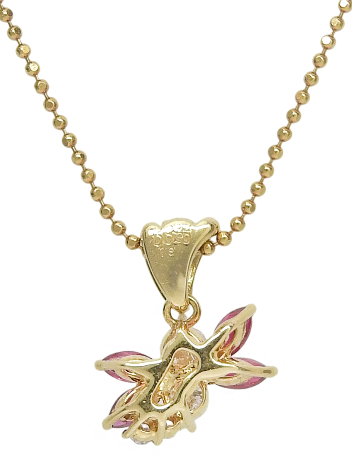 18Kダイヤモンドルビーデザインネックレス ゴールド/チェリーレッド