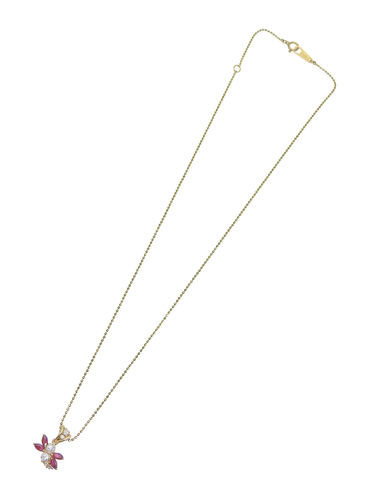 18Kダイヤモンドルビーデザインネックレス ゴールド/チェリーレッド