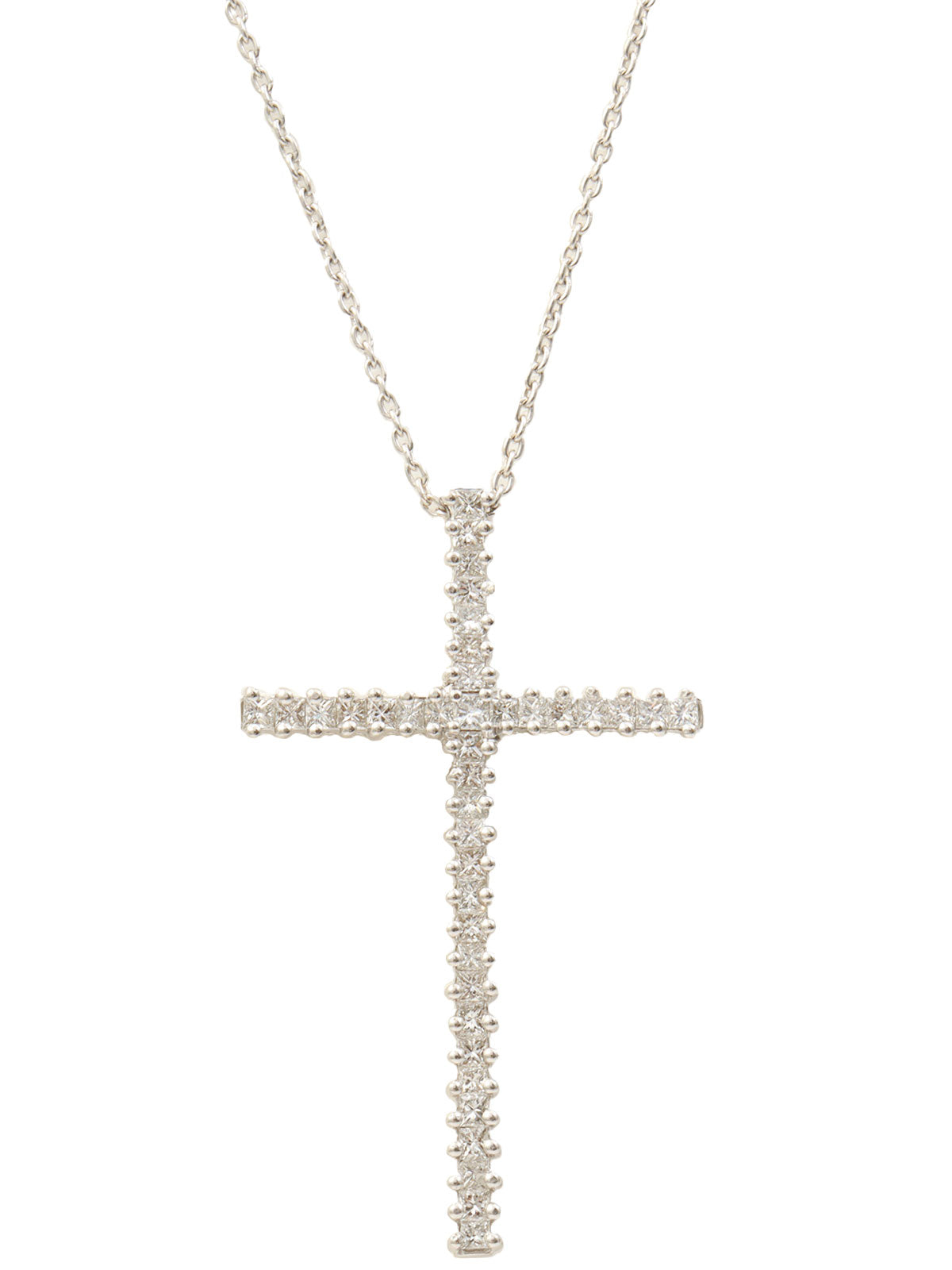 18Kダイヤモンドクロスモチーフネックレス シルバー