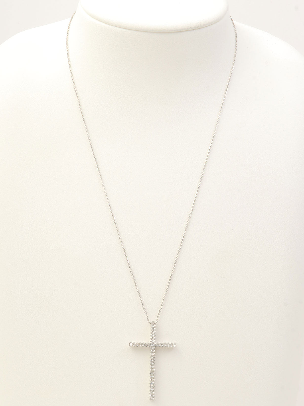 18Kダイヤモンドクロスモチーフネックレス シルバー