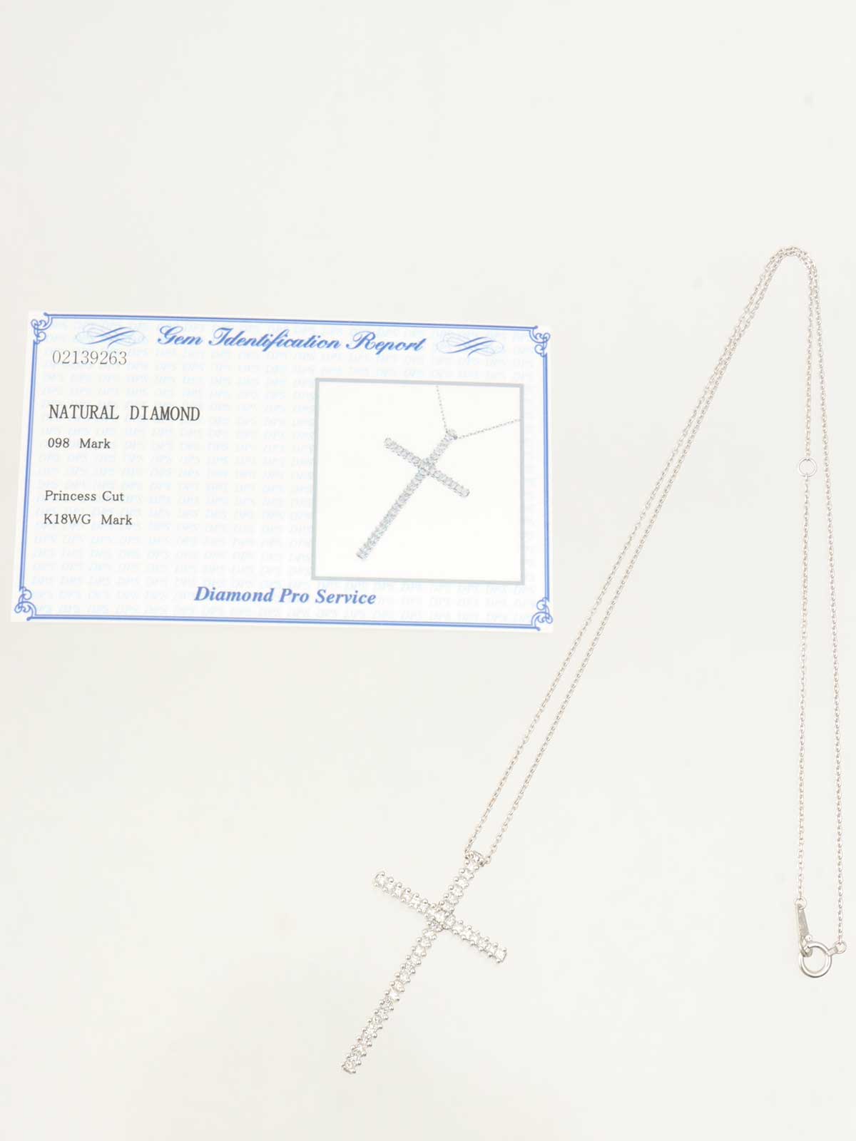 18Kダイヤモンドクロスモチーフネックレス シルバー