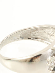 Platinum Sapphire and Diamond Design Ring in Silver/Navy