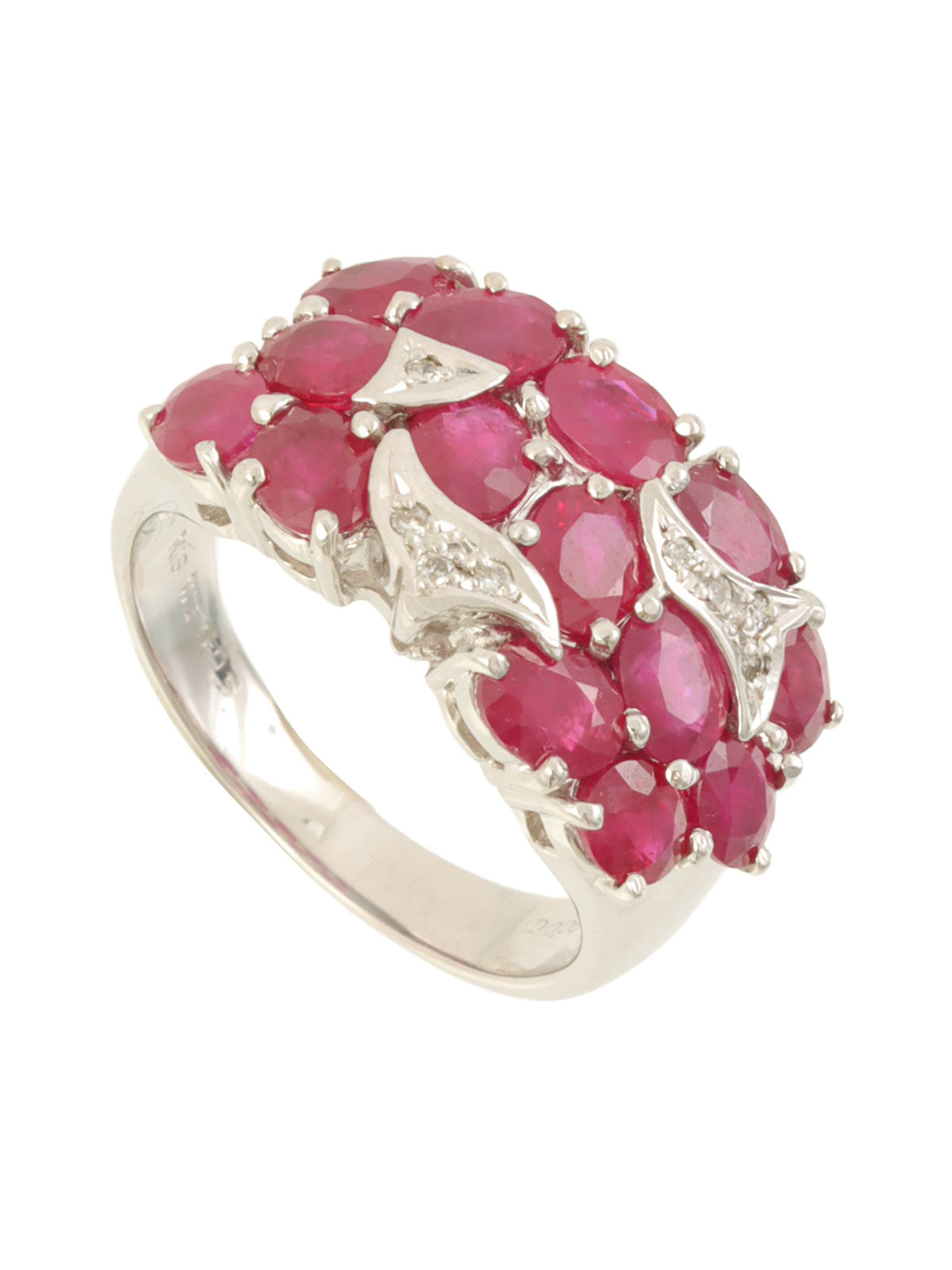 18K红宝石钻石戒指，粉色/银色